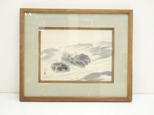 川崎小虎筆　流れ　肉筆紙本額装